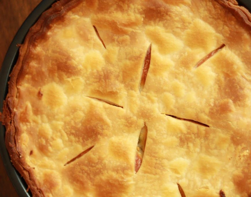 overhead shot of a pie